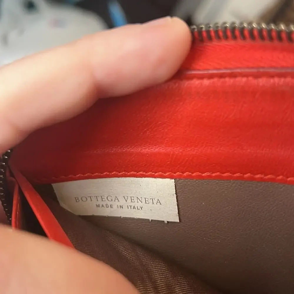 Bottega Veneta Orange Woven Leather Zip Around Wallet - Picture 10 of 10